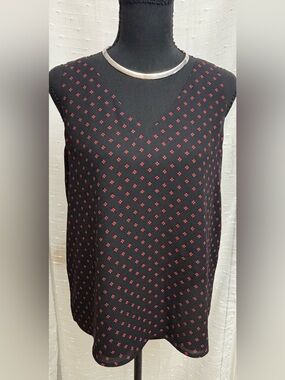 Express Black Sleeveless Tank with Red Micro-Diamond Print